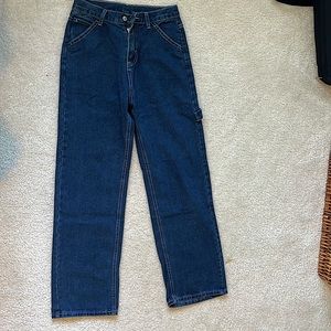 Contrast stitching carpenter straight leg jeans
